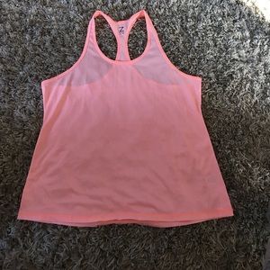 Orange/coral micro stripe athletic top. Size XL.